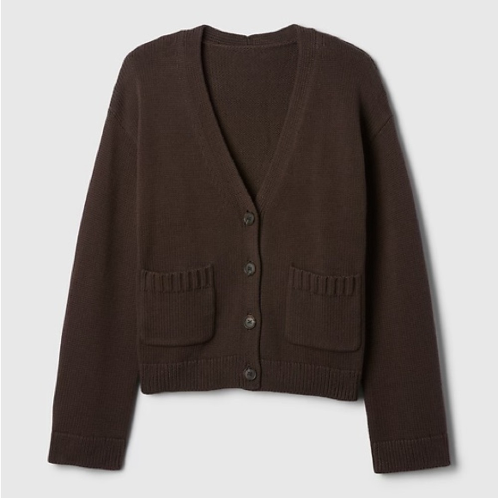 Gap cotton pocket cardigan terra brown
